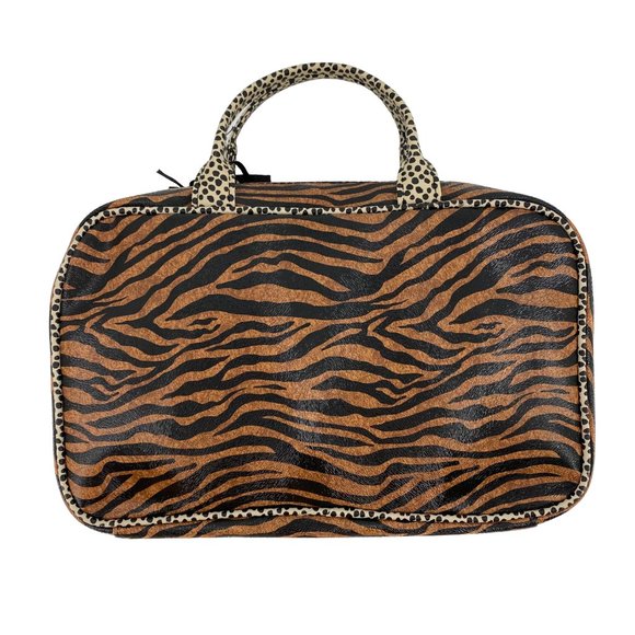 NICOLE MILLER NEW YORK Mixed Tiger Cheetah Print Cosmetic Skincare Travel Bag - Picture 2 of 11